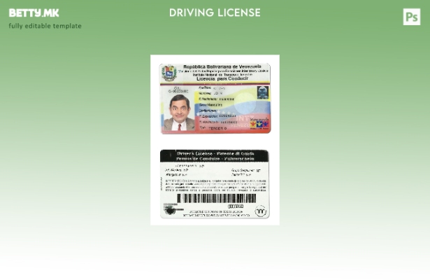 Шаблон за возачка дозвола од Венецуела во модерен стил